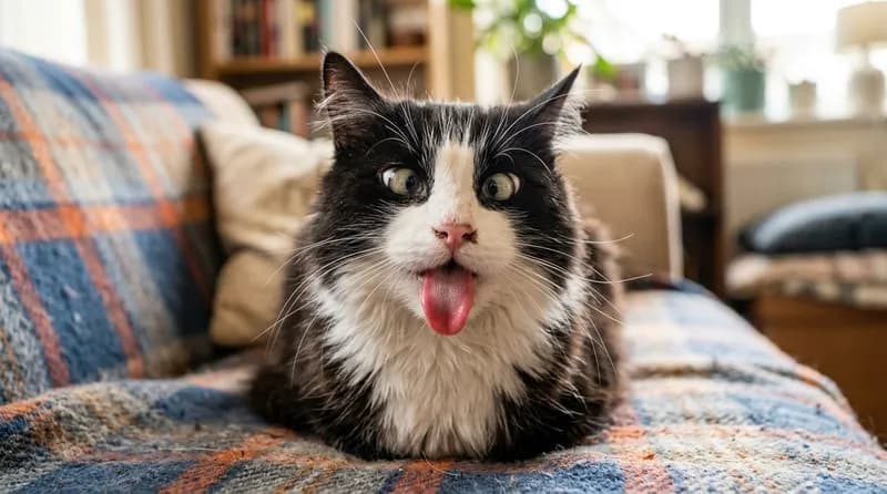 Foto kucing meme viral dengan ekspresi kaget