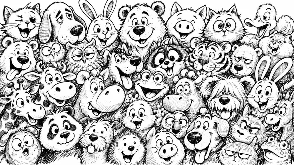 Gambar Kartun Lucu Hitam Putih: Teknik, Format, dan Cetaknya