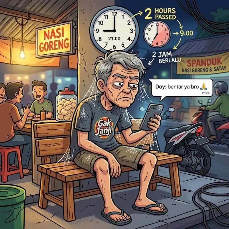 Ketika teman bilang 'bentar ya' tapi 2 jam kemudian