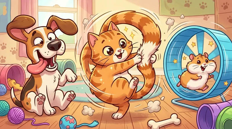 Gambar animasi lucu hewan bergerak: anjing dan kucing dengan ekspresi kocak