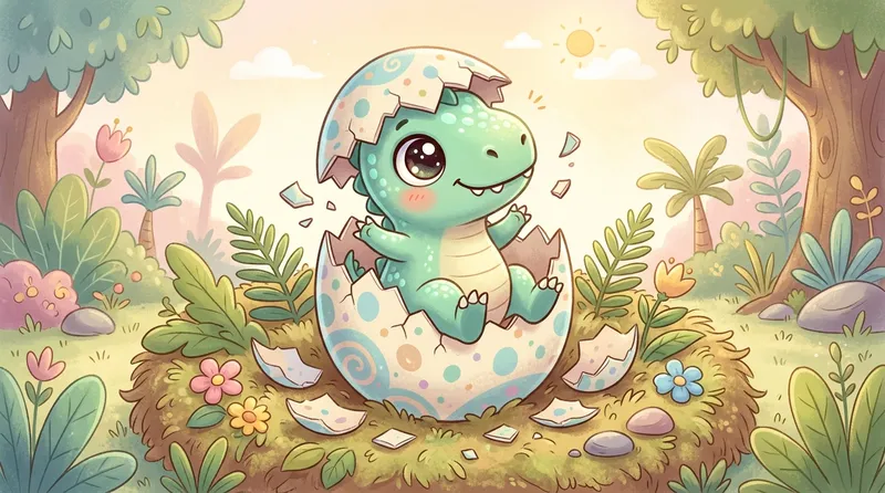 Gambar dinosaurus baby lucu dan imut dengan gaya kawaii untuk dekorasi anak