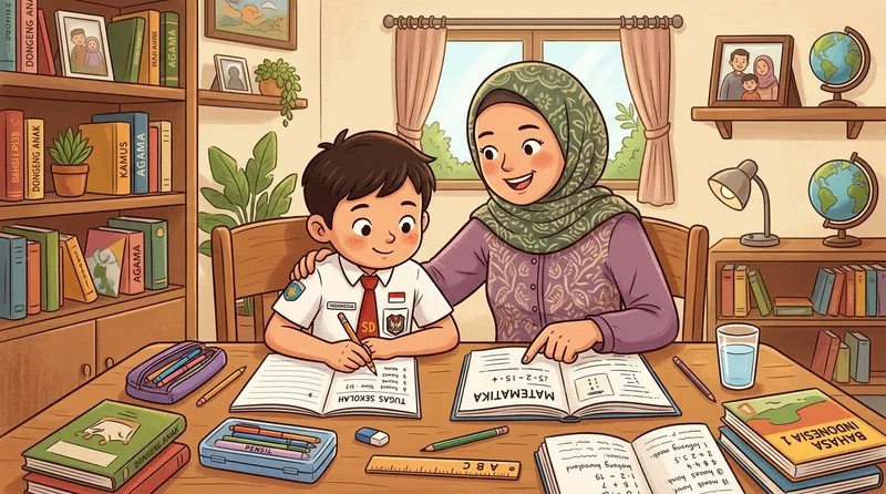 Gambar ibu kartun sederhana untuk tugas sekolah anak yang mudah ditiru