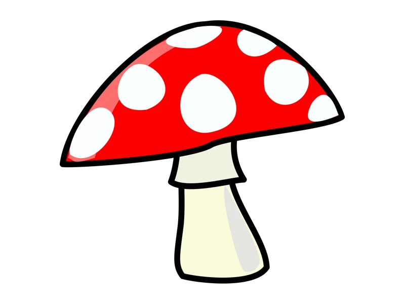 Gambar jamur kartun topi merah bintik putih bergaya clipart