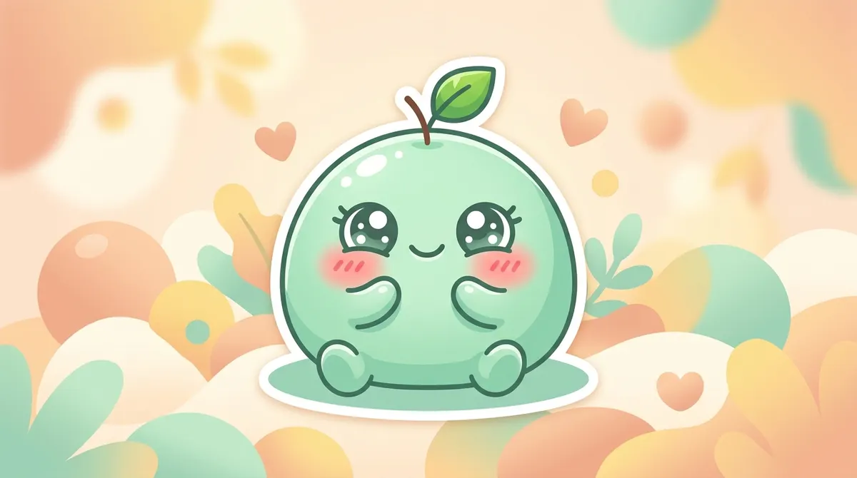 Gambar karakter lucu bulat gemas dengan mata besar dan pipi tembem
