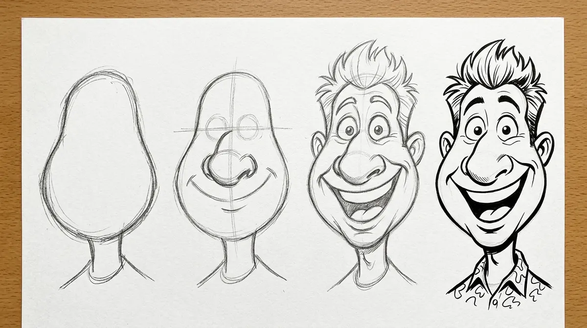 Tutorial gambar karikatur mudah langkah demi langkah dari sketsa bentuk kepala sampai jadi