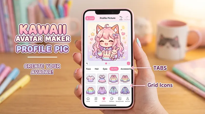 Contoh gambar kartun imut yang dibuat dengan aplikasi digital di smartphone dan tablet