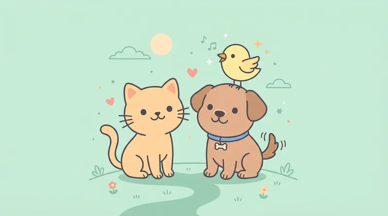 Gambar kartun lucu simple hewan - kucing, beruang, katak, dan anjing bergaya chibi