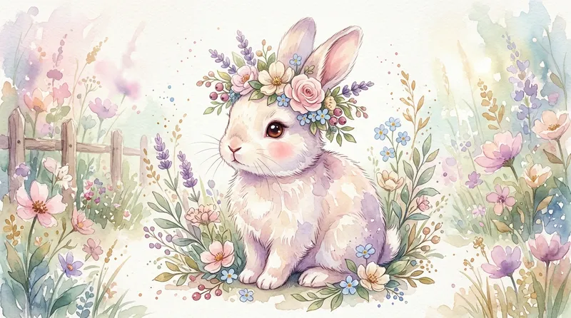 Gambar kelinci kartun aesthetic minimalis dengan warna pastel kekinian