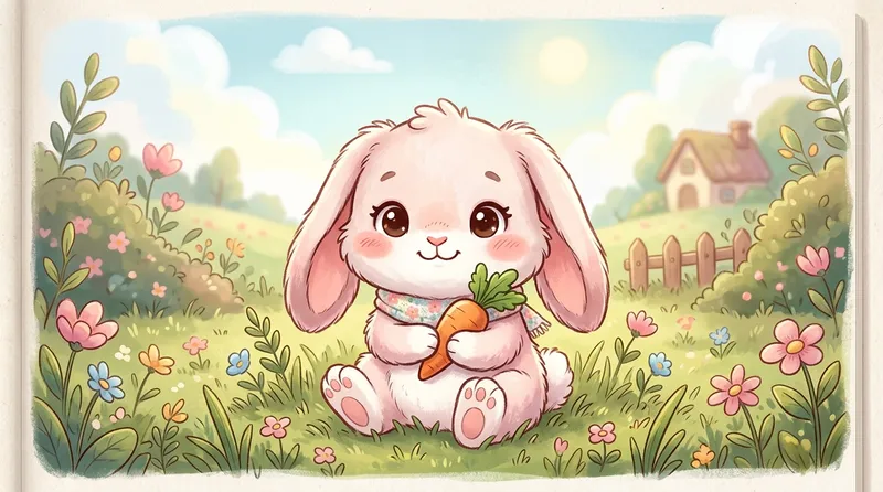 Gambar kelinci kartun lucu imut untuk anak-anak dengan warna cerah