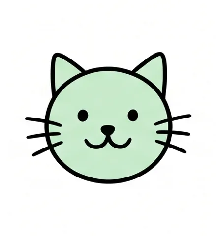Gambar kucing mudah: wajah kucing dari lingkaran