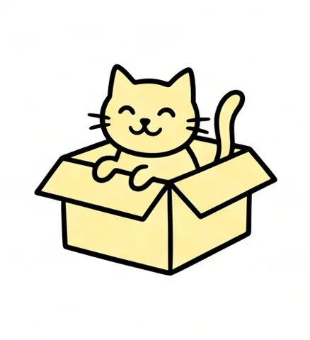 Gambar kucing mudah: kucing di dalam kardus