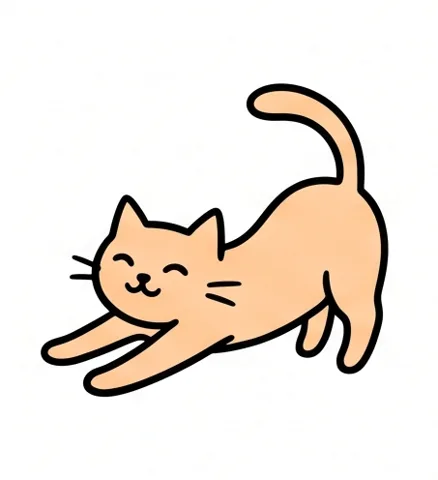 Gambar kucing mudah: kucing peregangan