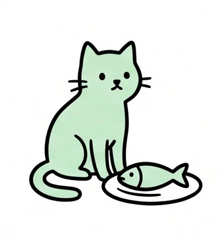 Gambar kucing mudah: kucing dan ikan