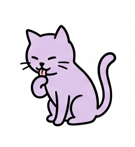 Gambar kucing mudah: kucing menjilat kaki