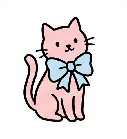Gambar kucing mudah: kucing pakai pita