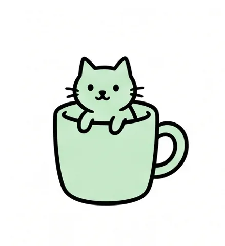 Gambar kucing mudah: kucing di dalam cangkir
