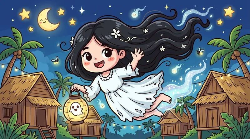 Gambar kuntilanak kartun lucu versi chibi menggemaskan