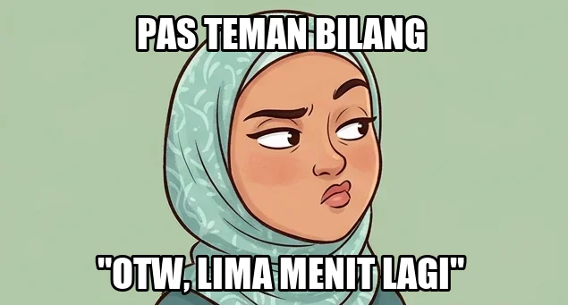 Ilustrasi meme dengan ekspresi sinis yang menunjukkan teknik parodi dari dialog sehari-hari