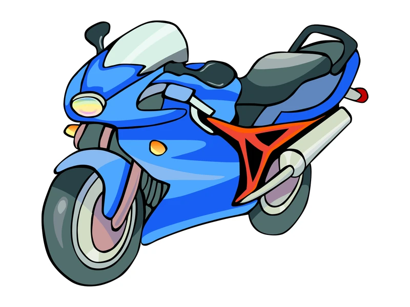 Gambar motor kartun sport biru bergaya clipart