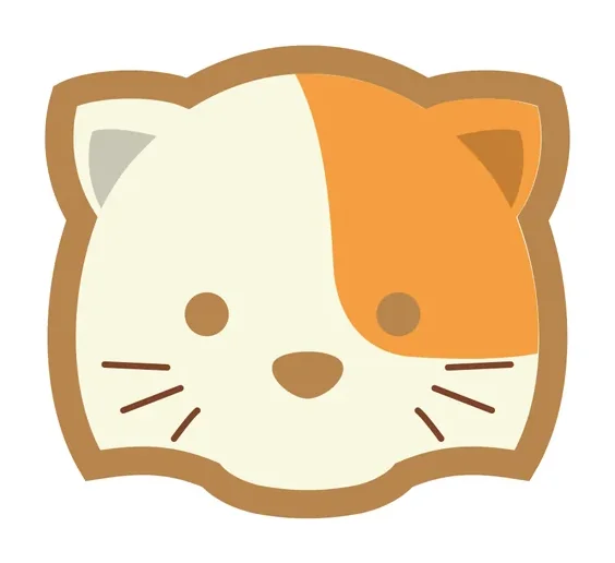 Gambaran kucing lucu gaya clipart berupa wajah kucing krem belang oranye