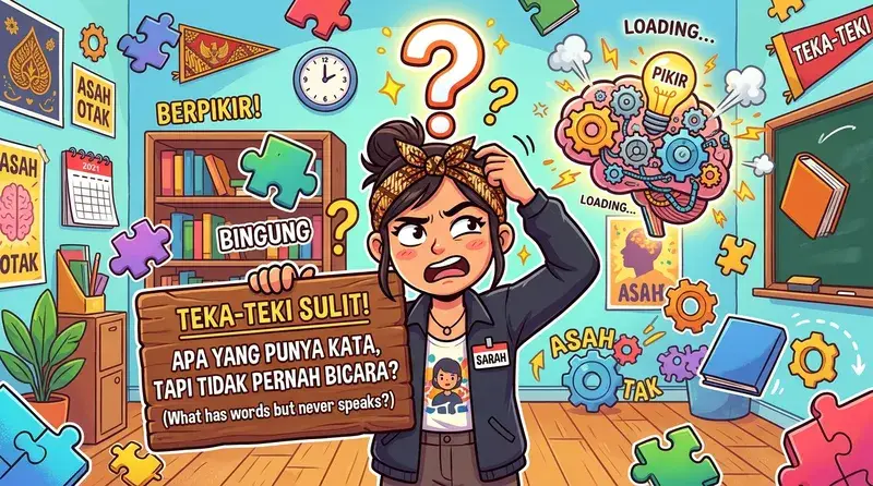 Ilustrasi pertanyaan lucu menjebak klasik dengan ekspresi bingung lucu