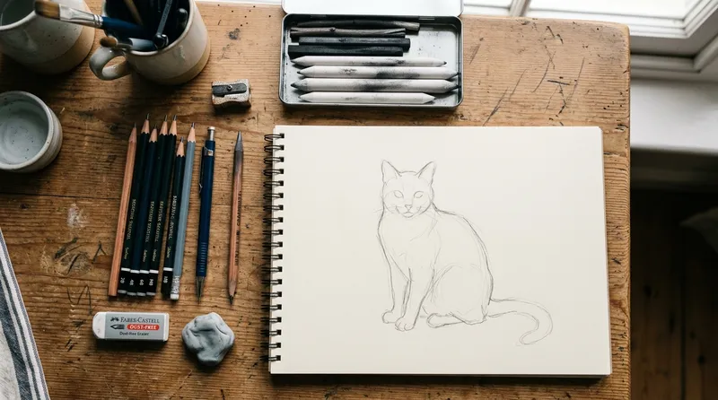 Alat yang dibutuhkan untuk membuat sketsa kucing mudah dan realistis