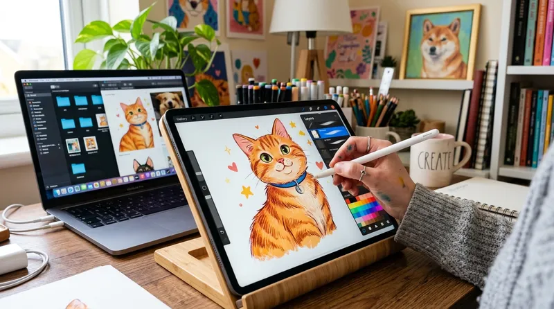 Sketsa kucing digital vs manual perbandingan teknik dan hasil