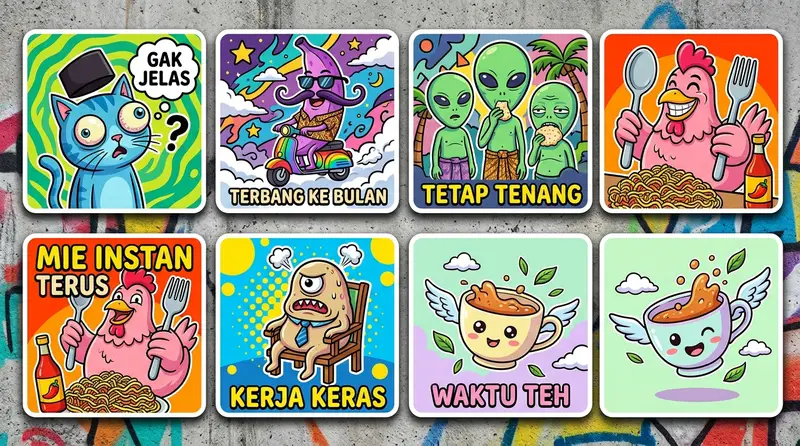 Koleksi stiker WA meme absurd paling viral dan kocak 2026