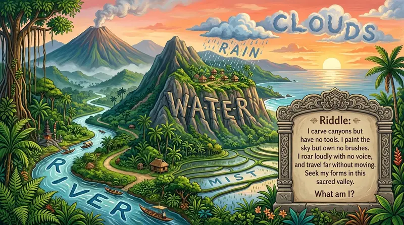 Ilustrasi teka teki lucu menjebak bertema alam dengan langit bintang dan lautan