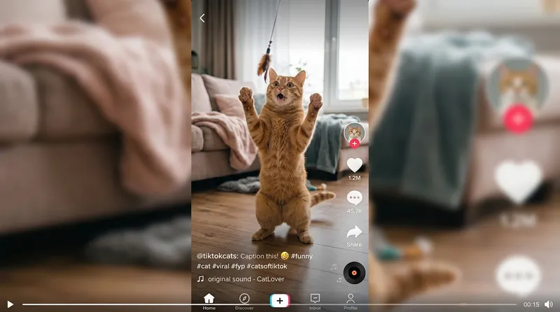 Screenshot video kucing lucu viral dari TikTok yang kemudian repost ke YouTube